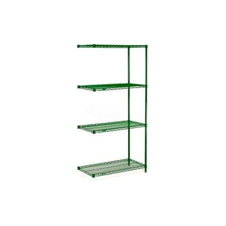 Nexel    Poly-Green   , 4 Tier, Wire Shelving Add-On Unit, 60W X 18D X 63H